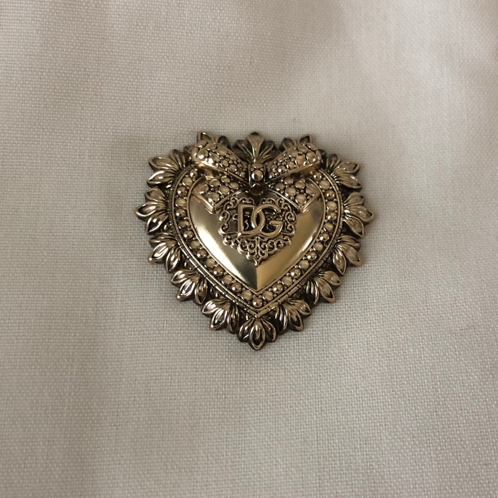 Dolce & Gabbana Cream Tote with Ornate Silver Heart Emblem